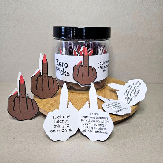 Zero F*cks Middle Finger Affirmation Cards